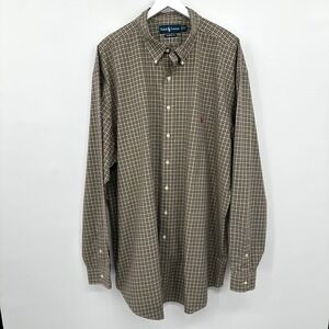 Ralph Lauren Classic Fit Shirt Mens 2XLT Long Sleeve Button Up Brown 100% Cotton
